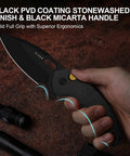 Hand holding Roach XL Pocket Knife 3 Point 5 Inch 14C28N Drop Point Blade Beefy Size EDC Ready Palm Filling Grip