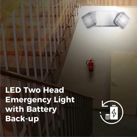Six Pack Black Led Emergency Lights With Battery Backup for home power outages hardwired with adjustable heads indoor