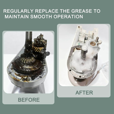 Before and after using Food Grade Grease For Kitchen Appliances 5 Oz Bottle NSF H1 Accredited Sanitary Lubricant.