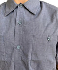 Men's Micro Check Short Sleeve Work Shirt, Heavy Duty Industrial Auto Mechanic Uniform, close-up of dual pockets and buttons.