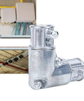 1/2 Inch 90 Degree EMT Inside Corner Pull Elbow Conduit Fitting showing zinc alloy design for electrical wire routing.