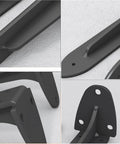 Heavy Duty Wall Mounted Shelf Brackets 2 Pack Black Iron Metal L Shape Floating Supports close-up view of details and holes