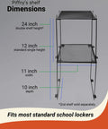 Dimensions of Heavy Duty Metal Mesh Organizer Shelf Stackable Locker Insert Fits Standard School Gym Lockers, 12x11x10 inches.