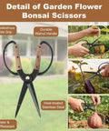 Two Piece Garden Pruning Shears Set With Pro Grade SK5 Blade Pruner And Precision Garden Scissors, ergonomic walnut handles