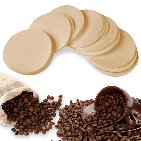 Round 56mm Disposable Coffee Filter Papers 200 Pack For Moka Pots And Drip Makers Unbleached Natural Paper For Easy Cleanup