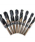 EFFICERE nine-piece drill bit set; high-speed steel bits with bronze shanks