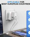 4 In 1 European Travel Plug Adapter With US Outlet And USB Ports, USB C Quick Charge, 3750 Watt Max plugged into wall