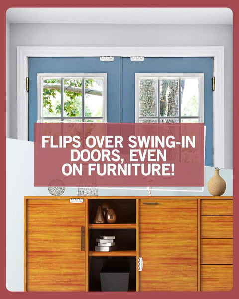Interior view of two blue swing-in doors with Flip Action Door Lock Set Six Pack Reversible Privacy Locks With Anti Lockout Screw For Child Proofing And Home Defense Easy To Install Durable Lock For Interior Swing In Doors Built To Last installed.