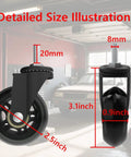 Detailed size illustration of 2.5 Inch Caster Wheels Set Of 12 For Creeper And Mechanics Stool Replacement, showing dimensions.