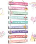 9 Piece Inspirational Unicorn Rainbow Wall Art Set For Girls Bedroom With Wooden Signs And Positive Affirmations