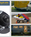 Two Pack Heavy Duty Trailer Hub Kit for 3500 lb Trailers, 5 Lug 4.5 Inch Bolt Pattern showcased with vehicle usage examples