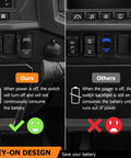 Comparison of Plug N Play 300W LED Light Bar Wiring Harness Kit with competitor's setup, highlighting battery saving feature.