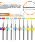 Image of 10 tungsten carbide PCB mini drill bits from Total 59 Piece Hand Drill Bits Set For Resin Wood And Jewelry Making.