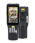 Front and back view of Android 13 Barcode Scanner PDA for Warehouse Inventory, 1D and 2D QR Code Scanning, long-lasting black device