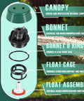 Complete 1/2 To 3/4 Inch Float And Bonnet Repair Kit For Backflow Preventers And PVB Valves, components with labels