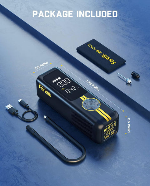 X8 APEX EV Tire Inflator Portable Air Pump With 2X Faster Inflation 150 PSI Cordless Air Compressor on display with included accessories