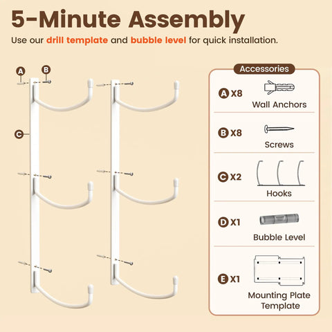 Garage Gym Must Have Space Saving 3-Tier Wall Mount Yoga Mat Rack installation guide with anchors, screws, hooks, and level