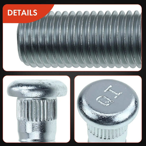 Close-up details of 5 Pieces M12 1.50 Wheel Studs For Honda And Acura Cars Including CR V Civic Accord Pilot Odyssey HR V Crosstour RDX TLX TSX NSX Legend RL CL Isuzu Oasis Beef Up Your Ride With DIY Wheel Upgrades And Everyday Street Ready Rides.