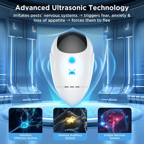 Advanced technology of Upgraded 2026 Ultrasonic Pest Repeller Pack Of 4 For Indoor Use Plug In Rodent Roach Bug Control System.