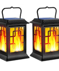 Two Waterproof Solar Lanterns for Garden and Patio with Flickering Flame Effect