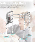 Toilet Safety Rails For Elderly And Handicap - Adjustable Width And Height Stand Alone Frame with family interaction, in use.