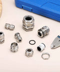 Three Eighths Inch NPT Cable Glands IP68 Waterproof Strain Relief Cord Grip Connector For Four To Eight Millimeter Wire parts on table