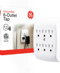 Six Outlet Wall Tap Extender Grounded Adapter Turns Two Outlets Into Six, Creating a Handy Charging Station For Phone, Tablet