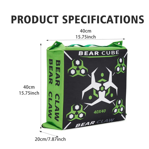 Portable Archery Bag Target With Dual Sides For 30 Pound Bows On The Go, high visibility, Bear Claw design, product specifications