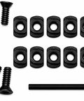 Mlok Rail T Nut Replacement Screws 10 Pack Kit with black screws and thread pads, chromoly steel, includes wrench for tactical use.