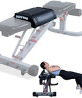 Hip Thrust Pad For Back, Shoulder And Neck Support, Cushioned Barbell Pad in black on bench with person using it for workout