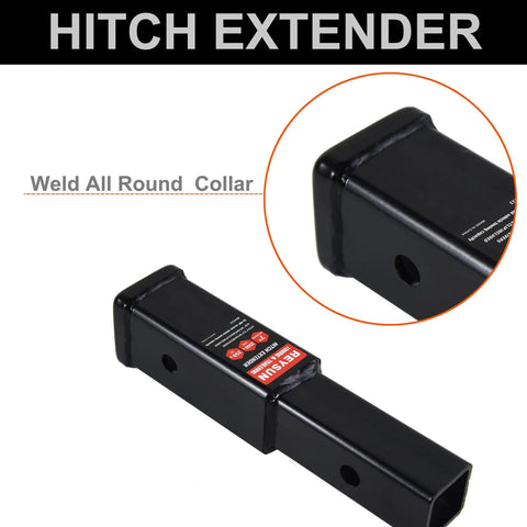 7 Inch Trailer Hitch Extender For 2 Inch Receivers Adds Extra Space Between Bumper And Bike Rack Or Cargo Carrier, 3,500 Lbs GTW Capacity, Includes Pin And Clip For Quick Setup, black metal with weld collar detail
