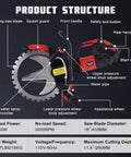 16 Inch Concrete Ring Saw 8980W Toroidal Electric Cutter With Two Diamond Blades Wet Cutting Max Depth 11.4 product structure diagram.