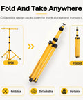 Adjustable Foldable Metal Archery Target Stand With Tripod Design, shown open and folded for transport