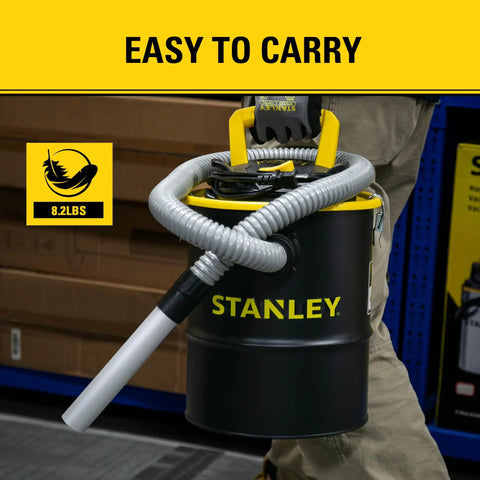 Heavy Duty 4 Gallon Ash Vacuum For Wood Stoves And Fireplaces Delivering Slick 4 Peak Horsepower Suction and detachable hose.