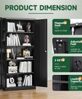 Built Tough Heavy Duty Metal Garage Storage Cabinet With Locking Doors And Adjustable Shelves, Rugged Steel Tool Cabinet For Home, Office, And Workshop, Moisture Resistant, 72 Inch Tall, Black, open with shelves