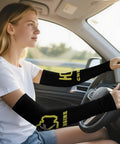 Top Shelf Sun Protection Compression Arm Sleeves Breathable Ice Silk Guards For Cycling Golf Basketball Keep Your Arms Chill And Look Fly With This Comfy Unisex Fit worn by a woman driving, showcasing black design.