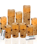 Birch Effect Flameless Wax Pillar Candles Set Of 9 LED Battery Operated Pillars 4 5 6 7 8 9 Inches With 10 Key Remote