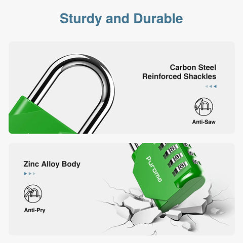 4 Pack 4 Digit Combination Locks Outdoor Waterproof Padlocks For Locker Gym School Fence Toolbox Gate Case Cabinets Storage Green Durable Zinc Alloy And Steel Construction With 10000 Unique Codes