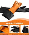 Heavy Duty Chemical Resistant Rubber Gloves With Killer Anti Slip Grip Long Cuff Workhorse Grade Industrial Safety Gear, orange and black, 22 inch, for messy jobs.