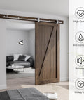 7 Foot Stainless Steel Sliding Door Hardware Kit For Single Wooden Door Top Mount Track System Fits 42 Inch Wide Panels T Style Rail