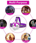 Unicorn LED headlamp for kids and adults with multi-purpose uses: reading, parties, camping, exploring, night run, and night light.