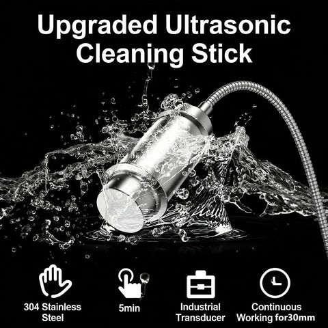 Straight Up Powerful 120W Ultrasonic Cleaner With Stainless Steel Tank And 5 Minute Timer, Knocks Out Grease And Grime From Rings Jewelry Glasses Dishes Fresh Fruit And Veggies Real Deal Clean cleaning stick with 304 stainless steel.