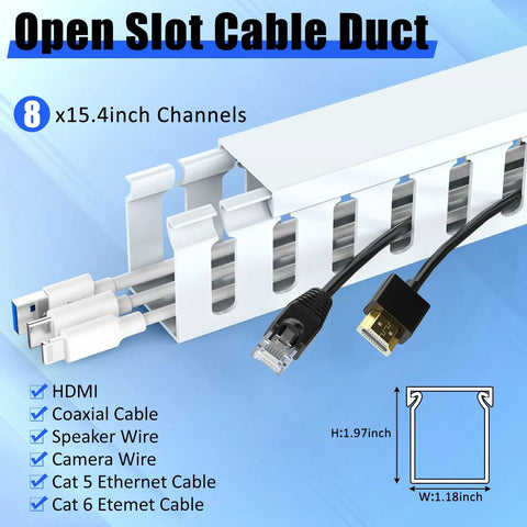 Under Desk Cable Management Kit With One Piece Raceway Channel White 123 Inch Total Length 8 Piece Cord Track Desk Wire Channel