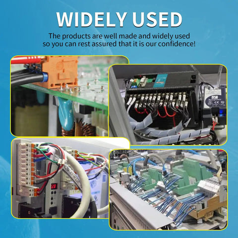Collage of auto and marine wiring setups showing 30 Pcs 6.3mm Double Head Crimp Terminal With Insulating Sleeve in use