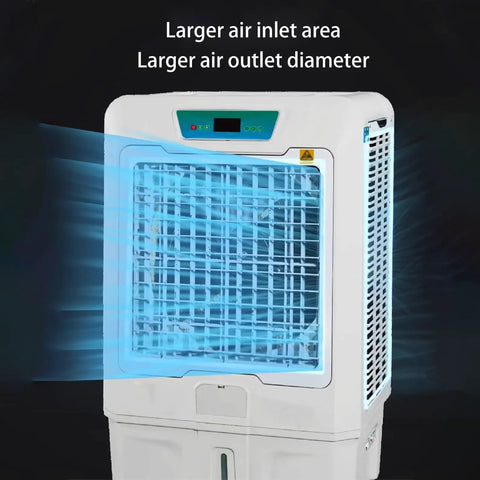 Skip Peak Summer Costs And Keep Your Space Chill With This Portable Swamp Cooler Acting As Lightweight Ductless Air Conditioner Featuring Three Sided Intake Panels For Rapid Evaporative Cooling Loaded With Four Freezing Ice Packs And Smooth 120 Degree. Portable swamp cooler with larger air inlet and outlet, lightweight design, and efficient cooling.