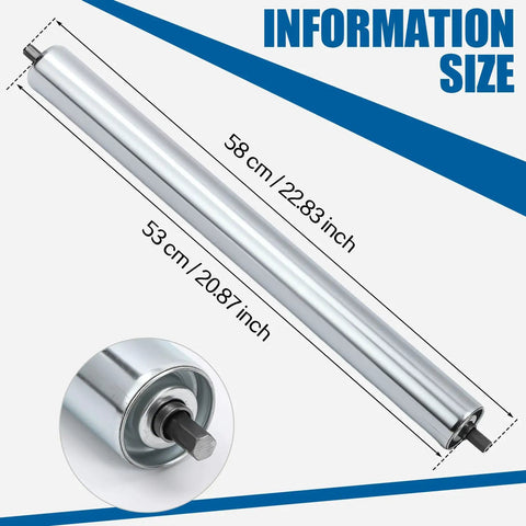 Beefy Heavy Duty Conveyor Replacement Rollers 1.9 Inch Diameter 21 Inch Between Frames Galvanized Steel 6 Pack For Trailer Belt