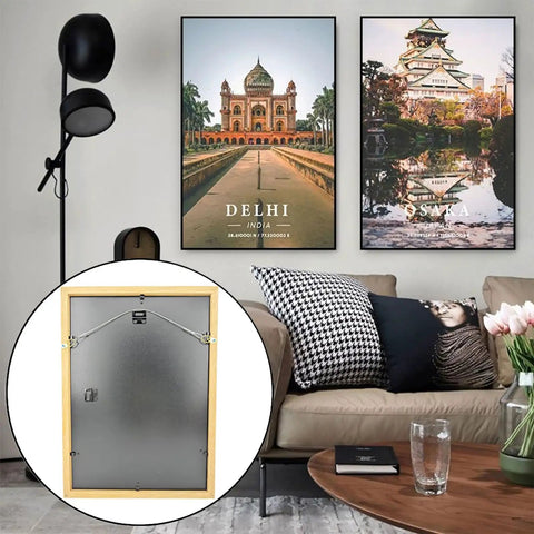 Living room with framed art and focus on Heavy Duty Picture Hanging Wire Kit With 110 Feet Braided Wire 60 D Ring Hangers Screws