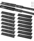 Set of Eight Pairs 10 Inch Full Extension Drawer Slides Black Side Mount With Screws Ball Bearing Rails for Kitchen Cabinets