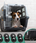 Dog in crate with Self Adhesive Appliance Wheels For Heavy Kitchen Gear, 360 Degree Swivel Mini Casters shown at bottom