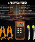 Dual Channel Digital Thermometer With K Type Probes, -50 Celsius To 1300 Celsius Range, includes 2 probes and 2 clamps